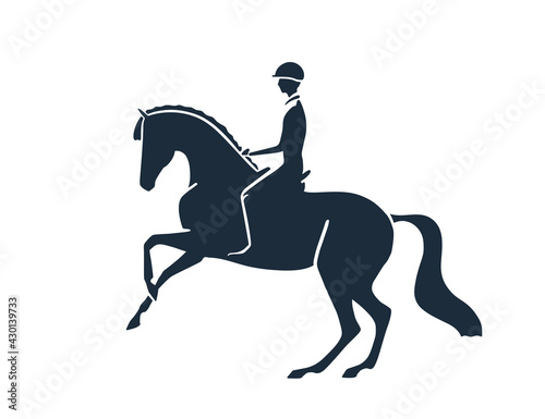 Rider riding horse outline icon. Equestrian competitions, horseback concept. Vector illustration for print, web, mobile and infographics on white background