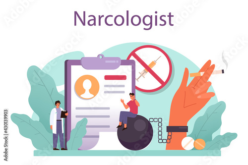 Narcologist concept. Professional medical specialist. Drug and tobacco