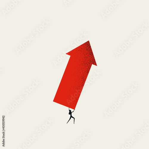 Business woman ambition and strength vector concept. Symbol of career opportunity, motivation and success.