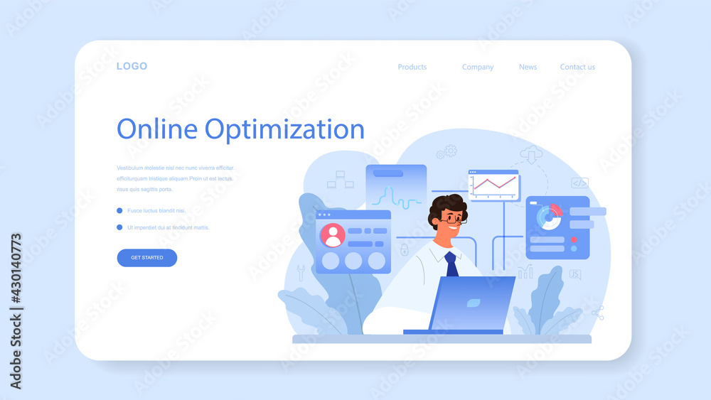 Process optimization web banner or landing page. Idea of business
