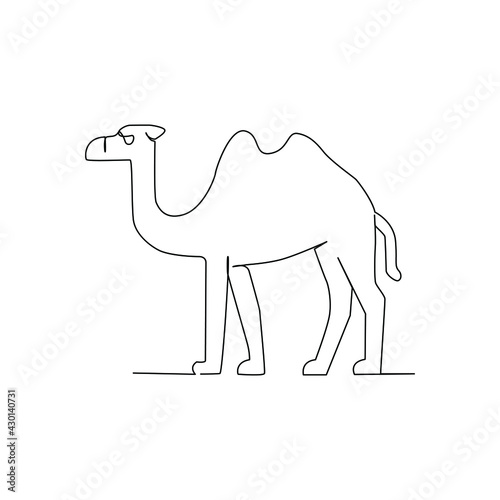 Minimalist one-line camel badge. Animal tattoo drawing. Arabian Camel Continuous artistic printing by hand drawing a line, Vectoral drawing Camel free one-line drawing