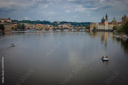 Vltava river and the view of the Pont Charles 