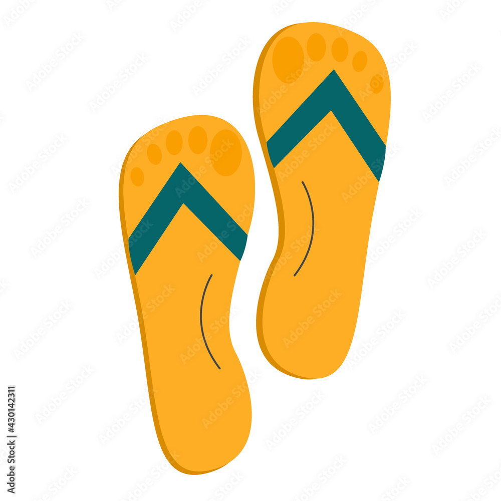Summer shoes slates isolated on white background. Vector illustration in a flat linear style. Summer single object. Summer shoes slates isolated on white background. Vector illustration in a flat linear style. Summer single object.