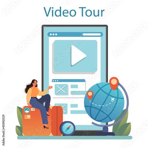 Tourism expert online service or platform. Travel agent selling tour,