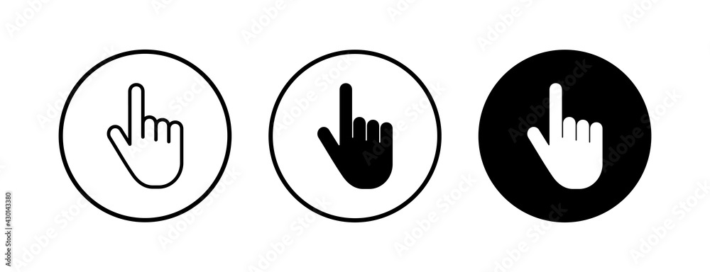 Hand cursor icons set. Hand click icon. Finger pointer isolated vector Hand cursor icons set. Hand click icon. Finger pointer isolated vector