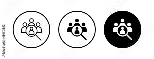 Hiring icons set. Human resources concept. Recruitment. Search job vacancy icon. Hire. Find people icon