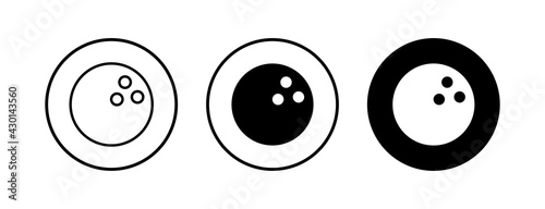 Bowling game Pin Icons set. Bowling icon, ball and pin