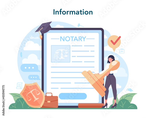 Notary service online service or platform. Professional lawyer signing