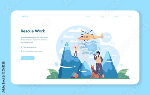 Urgency rescuer web banner or landing page. Ambulance lifeguard