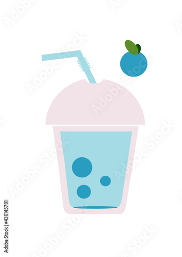 Blueberry cocktail. Smoothie. Blueberry drink. Isolated. Vector illustration.