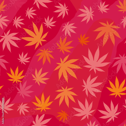 seamless pattern of cannabis leaves. Vector illustration for textile industry.