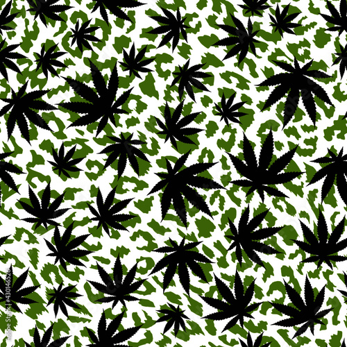 seamless pattern of cannabis leaves. Vector illustration for textile industry.