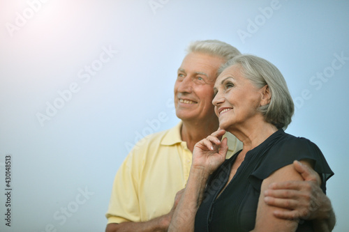 Happy senior couple embracing outdoors