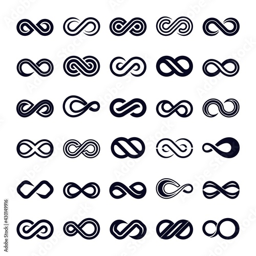 Infinity Shape Icon Vector Set