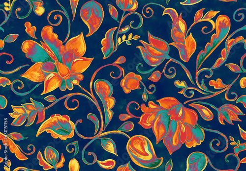 Paisley watercolor floral pattern