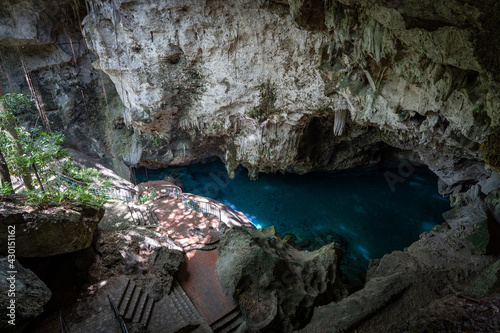 Los Tres Ojos -crystal water blue lake in limestone cave in Santo Domingo, Dominican Republic