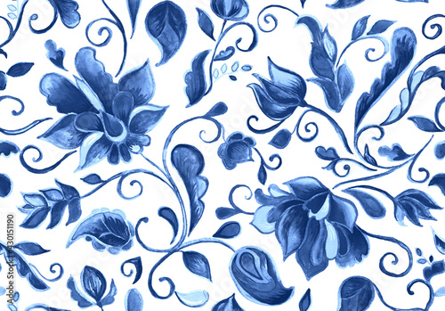 Paisley watercolor floral pattern