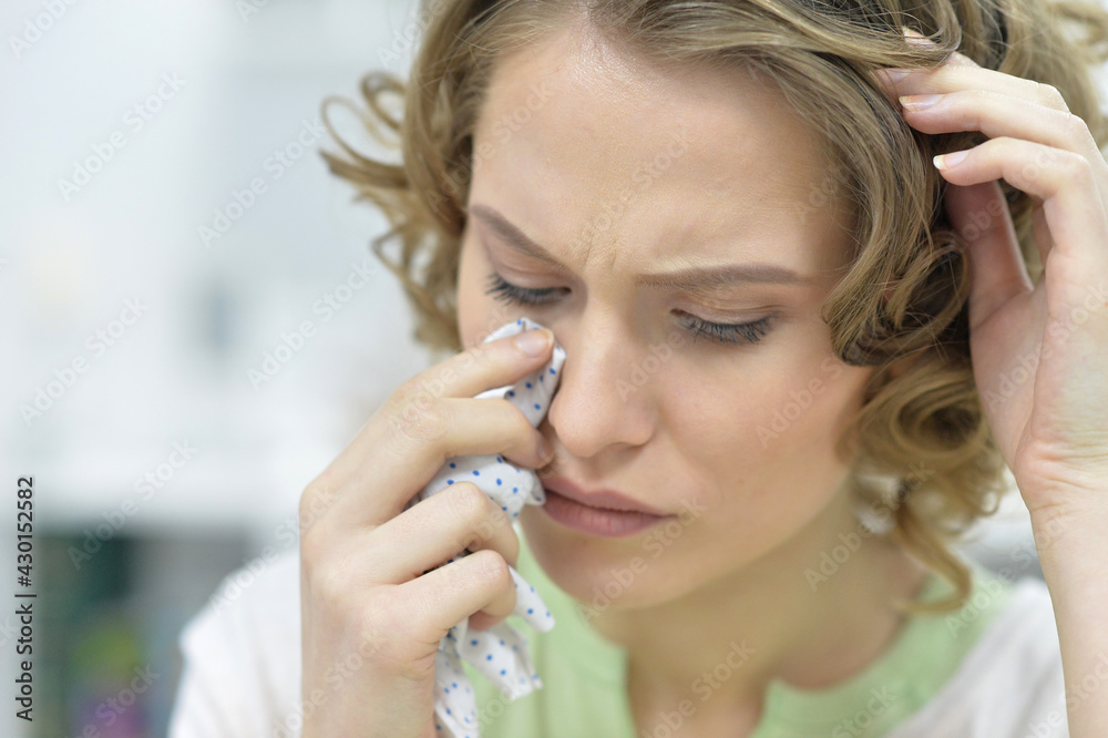 Portrait of beautiful young sad woman crying Portrait of beautiful young sad woman crying
