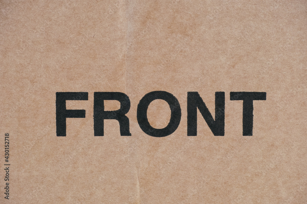 Word Front printed on cardboard Word Front printed on cardboard