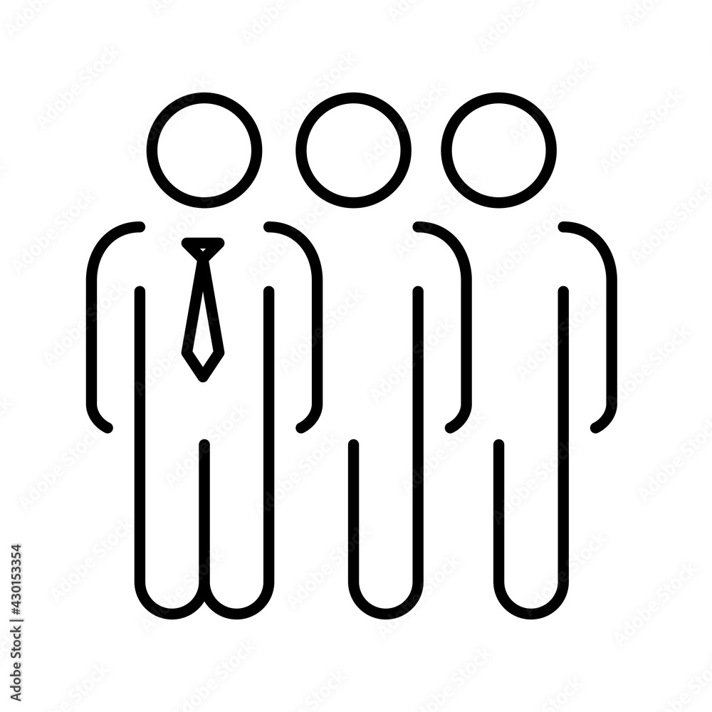 Monochrome linear team leader with group icon vector illustration colleagues community cooperation Monochrome linear team leader with group icon vector illustration colleagues community cooperation