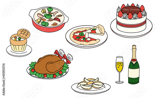 Christmas, turkey, pizza, cakes, parties