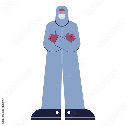 doctor wearing biosafety suit