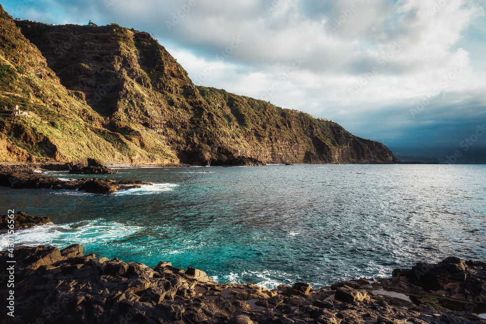 Landscape of an island with sea and mountains