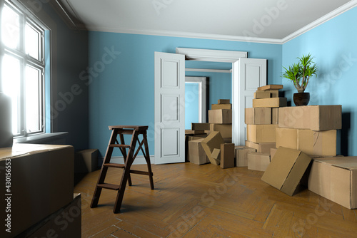 Canvastavla Umzug in neue Wohnung mit vielen Kartons
