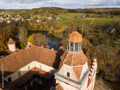 Edole medieval castle in sunny autumn day, Latvia. photo