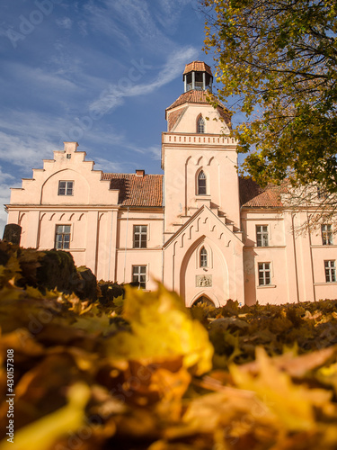 Edole medieval castle in sunny autumn day, Latvia. photo