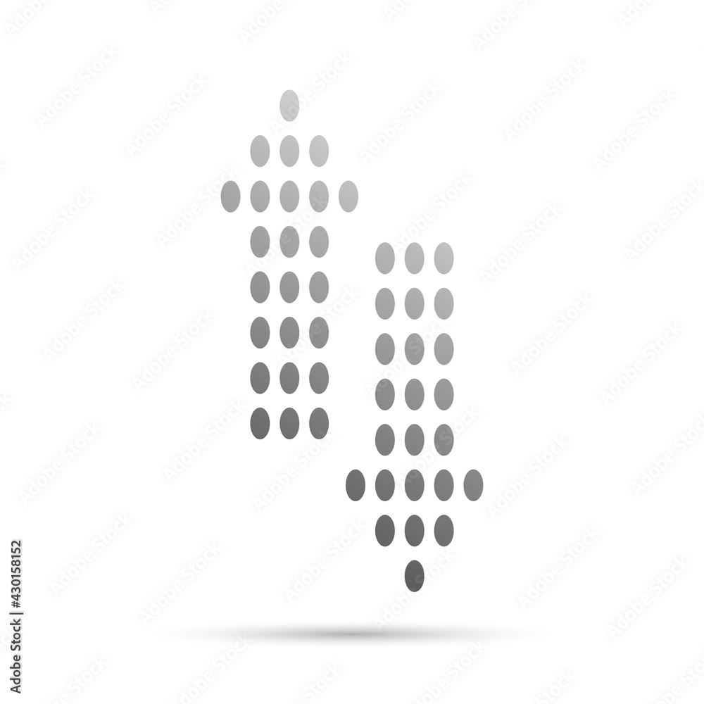 Double arrow with dots isolated on white background. Double arrow with dots isolated on white background.