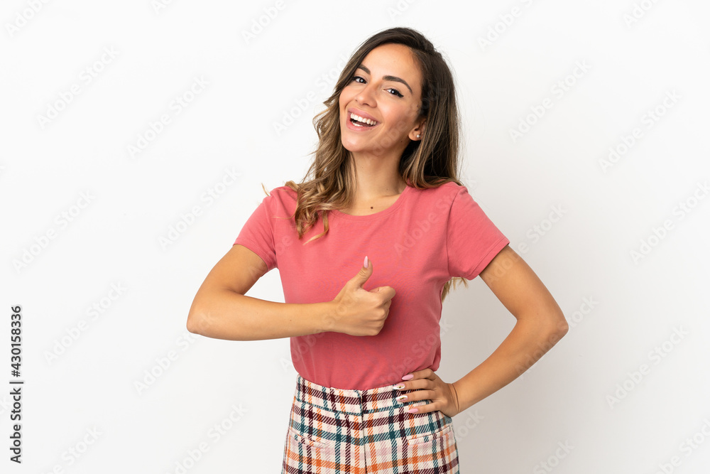 Young woman over isolated background giving a thumbs up gesture Young woman over isolated background giving a thumbs up gesture