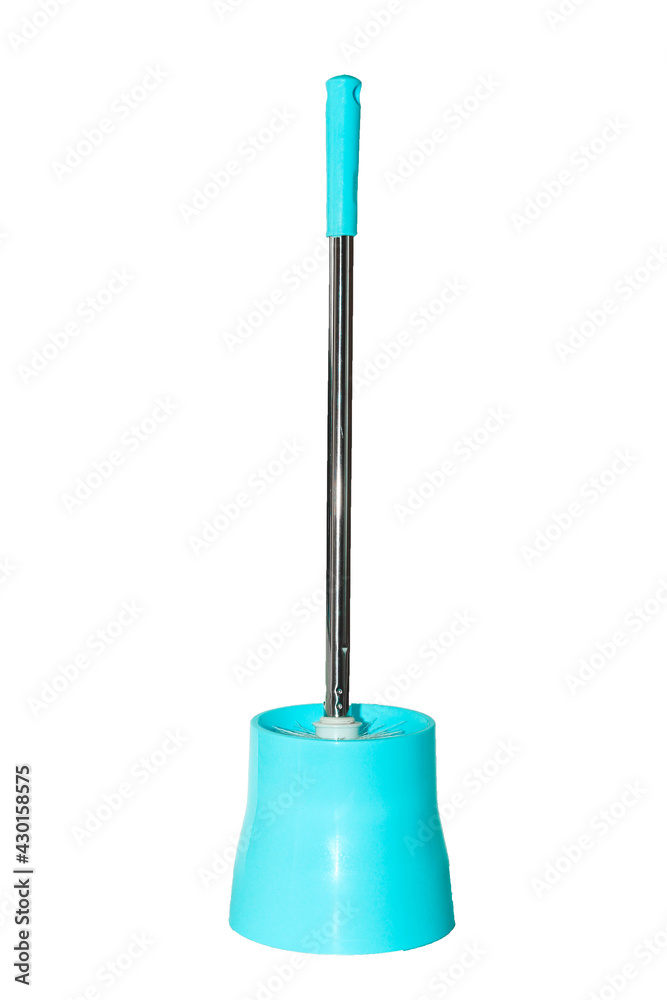 Fototapeta premium Blue toilet brush isolate on white background.