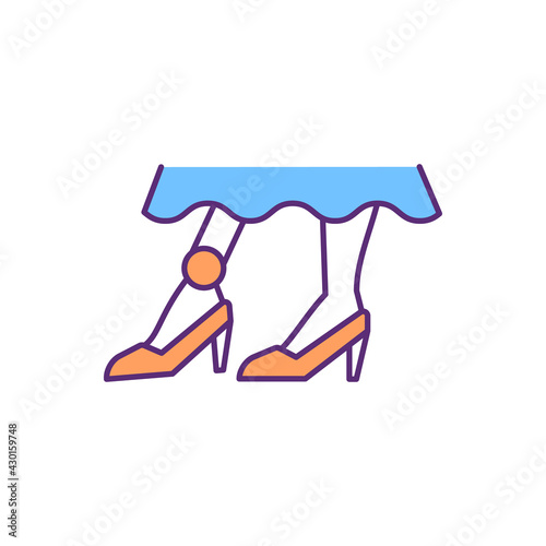 Prosthetic appearance RGB color icon. Below-knee amputation. Natural cosmetic cover for artificial leg. Biomechanical performance. Lower limb cosmetic device. Isolated vector illustration