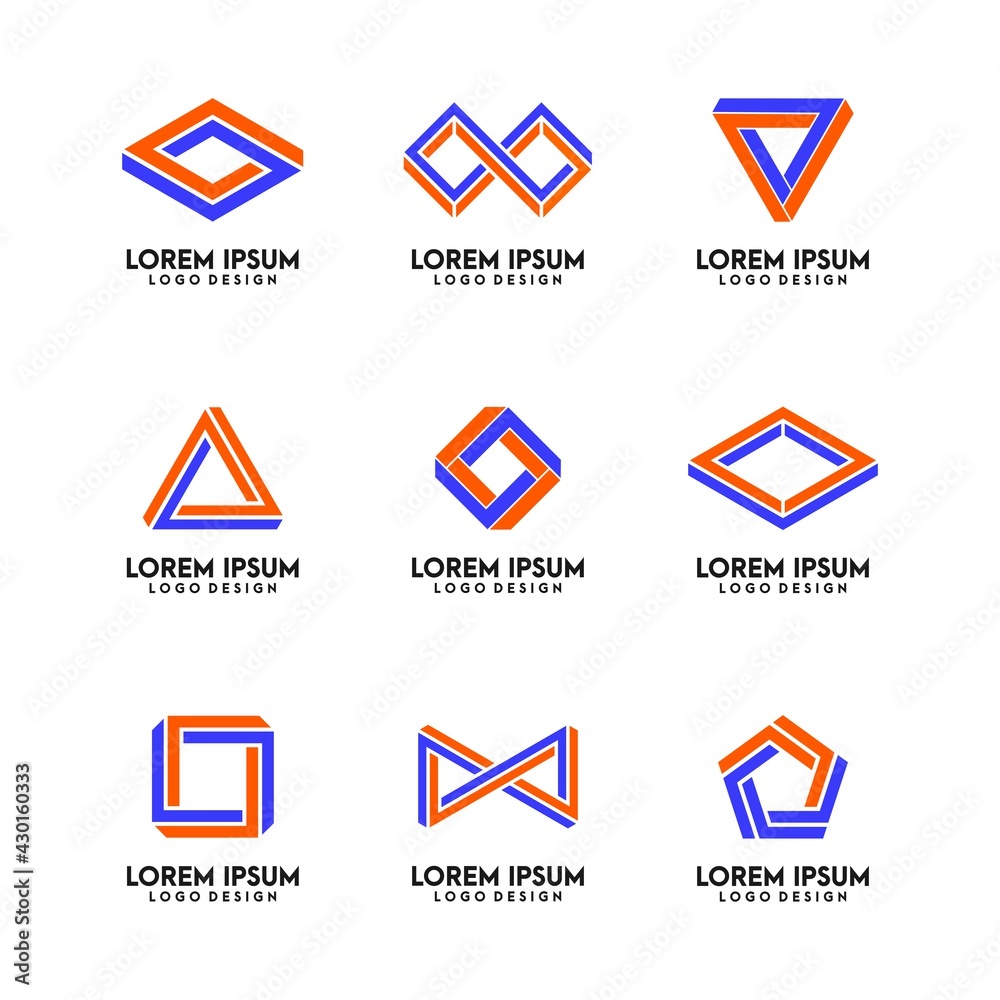Modern Geometric Shape Logo Design Set Modern Geometric Shape Logo Design Set