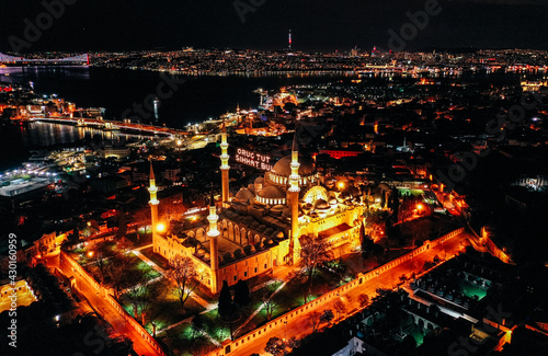 Turkey  Istanbul  Muslim mosque  drone view. 