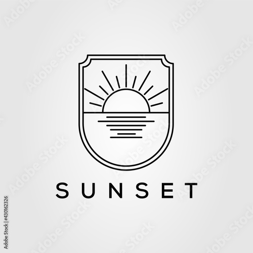 sun, sunset, sunrise logo. sunshine sunburst logo template vector illustration design