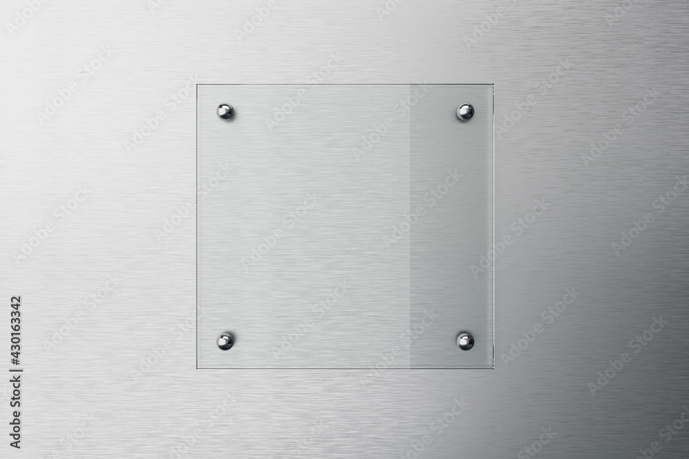 Glass square advertisement table on grey background, advertising and promotion concept, 3d rendering, mock up Glass square advertisement table on grey background, advertising and promotion concept, 3d rendering, mock up