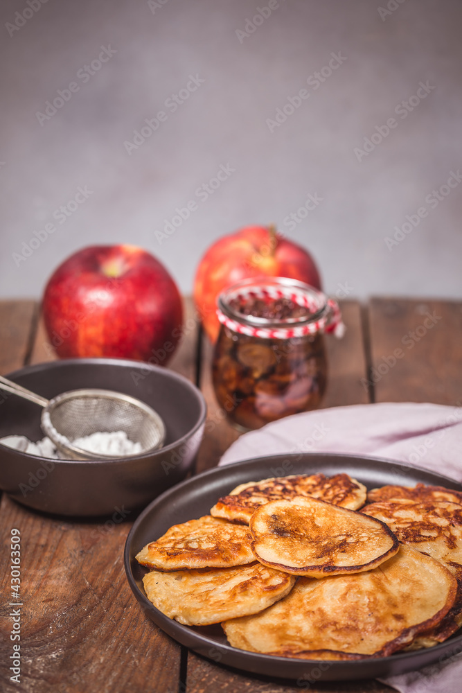 homemade pancakes with raisins and apples homemade pancakes with raisins and apples