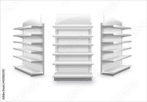 Shelving rack for store trading empty template for design stock vector illustration isolated on white background