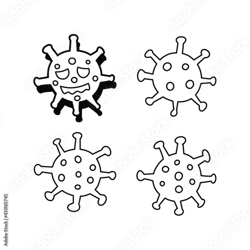 Doodle art of corona virus, graphic elements for Covid-19 pandemic concept