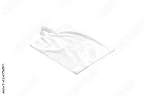 Blank white loop handle plastic bag mockup, side view
