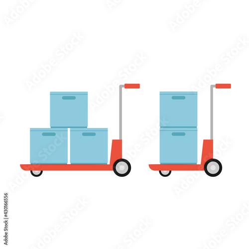 Box on cart. Cart cartoon vector. free space for text.