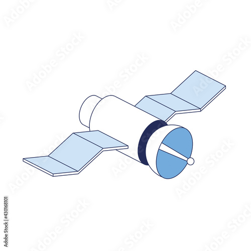 Satellite. Vector 3d line isometric, web icons, blue color. Creative design idea for infographics.