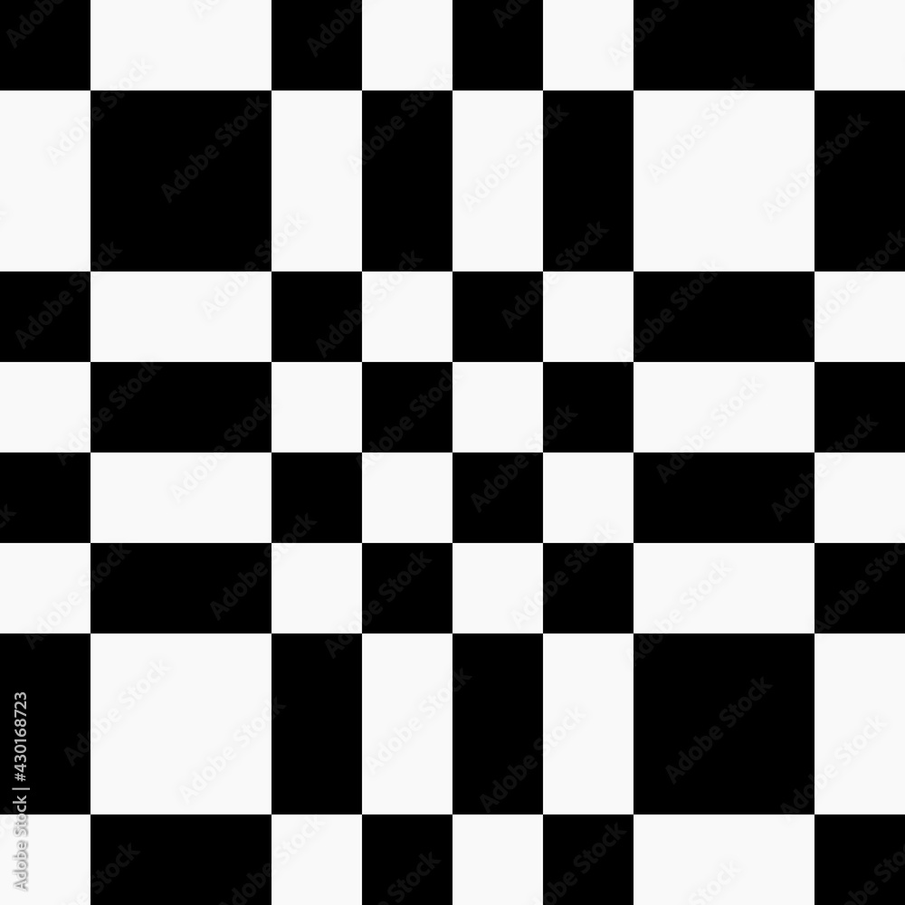 Fototapeta premium Twisted break chessboard. Vector black and white rectangles chessboard. Checkered same ornament.