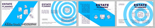 Estate planning brochure template. Financial savings. Flyer, booklet, leaflet print, cover design with linear icons. Vector layouts for presentation, annual reports, advertisement pages