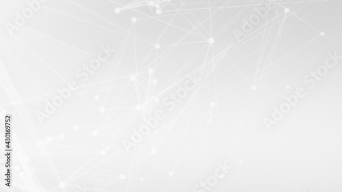 Abstract white gray polygon tech network with connect technology background. Abstract dots and lines texture background. 3d rendering.