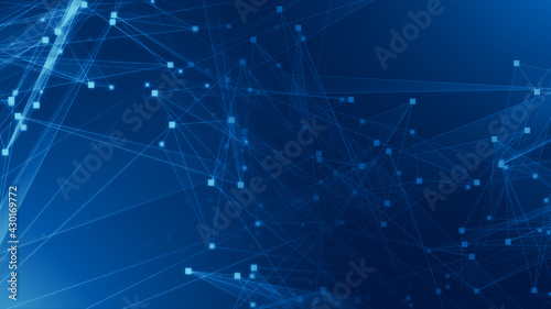 Fototapeta Naklejka Na Ścianę i Meble -  Abstract blue polygon tech network with connect technology background. Abstract dots and lines texture background. 3d rendering.