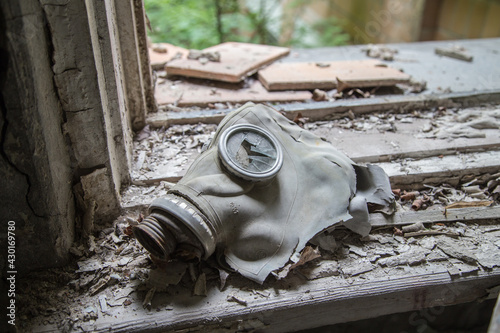 Broken gas mask in a room in the city of Pripyat (Chernobyl)