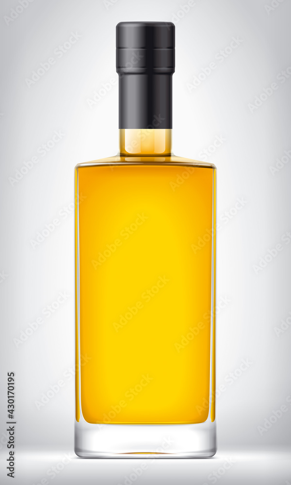 Glass Bottle on background with Black Foil. Glass Bottle on background with Black Foil.